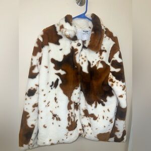 Prissy Jane cowprint fluffy jacket